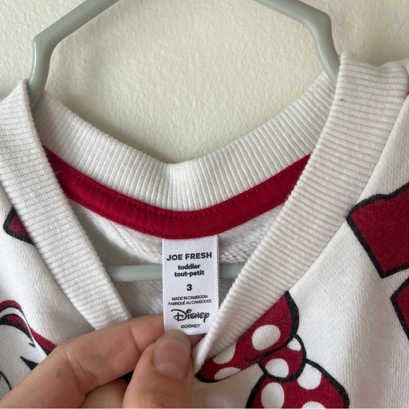 Disney Minnie Mouse Sweatshirt Toddler Girls 3T Joe Fresh White Red Pullover - Picture 2 of 9